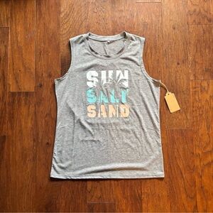 Gray Muscle Tee with Graphic Print